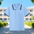 thumbnail image 1 of Girls Blue Polo Shirt 100% Cotton - Short Sleeve Classic Style with Contrast Trim, Size 3-14 Years, Machine Washable Casual Shirt for School & Playdates,Size 5-6 T, 1 of 5