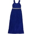 thumbnail image 1 of Girls Blue Sequin Star Embellished Waist Formal Party Flower Girl Dress, 1 of 1