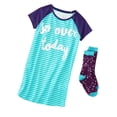 thumbnail image 1 of Girls Blue So Over Today Sleep Pajamas Lightweight Sleep Set Dress Shirt XS(4/5), 1 of 1