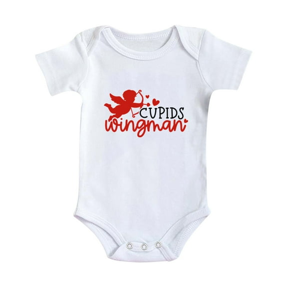 Girls Bodysuit Boys Girls Short Sleeve Valentine's Day Letter Print Romper Bodysuit for Children Clothes Black, 6-9 Months