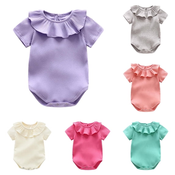 Girls Bodysuits for Daily Outdoor Activities Baby Girls Round Neck Romper to 16 Months Comfortable Piece Apparel