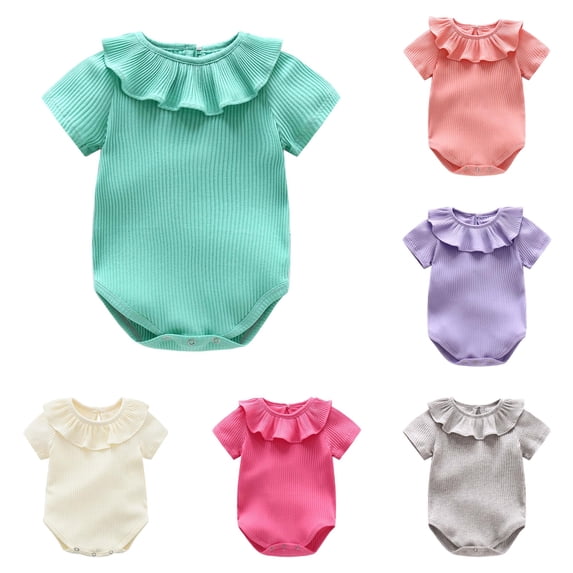Girls Bodysuits for Daily Outdoor Activities Baby Girls Round Neck Romper to 16 Months Comfortable Piece Apparel