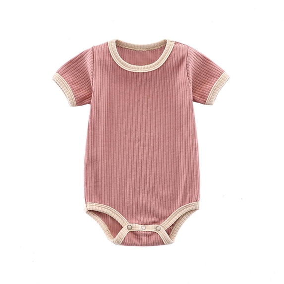 Girls Bodysuits for Everyday Casualwear - Soft Ribbed Romper for to 24 Months Breathable Comfort Easy Care Everyday Outfits, 0-3 Months, Pink