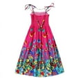 thumbnail image 1 of Girls Bohemian Dresses Floral Sleeveless Rainbow Beach Sundress with Necklaces, 1 of 6
