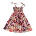 thumbnail image 1 of Girls Bohemian Dresses Floral Sleeveless Rainbow Beach Sunress With Necklace Cute Dailywear 1-2 Years, 1 of 6
