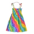 thumbnail image 1 of Girls Bohemian Dresses Rainbow Sleeveless Floral Beach Sundress Dresses with Necklace 2-10T, 1 of 7