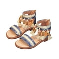 thumbnail image 1 of Girls Bohemian Open Toe Sandals with Tassel Beaded Vintage Soft Sole Zipper Beach Shoes High Top Flats, 1 of 5