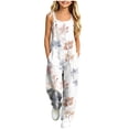 thumbnail image 1 of Girls' Boho Botanic Overalls Sleeveless Tie Strap Rompers Loose Fit Harem Jumpsuits Kids Summer Casual Trousers for Daily Wear Lightweight Long Pants, 1 of 9