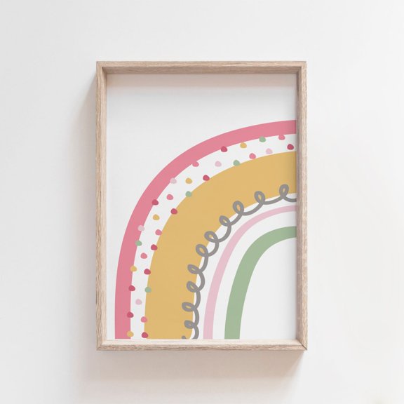 Girls Boho Rainbow Muted Nursery Wall Art