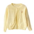 thumbnail image 1 of Girls Bolero Cardigan Children Long Sleeve Knitted One Button Shrug for Kids Wedding Party Yellow 0-1 Years, 1 of 3