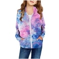 thumbnail image 1 of Girls Bomber Jackets Autumn Winter Print Patch Pocket Zipper Sweatshirt Hooded Cardigan Jacket Outerwear Jackets Coat 7-8 Years, 1 of 3