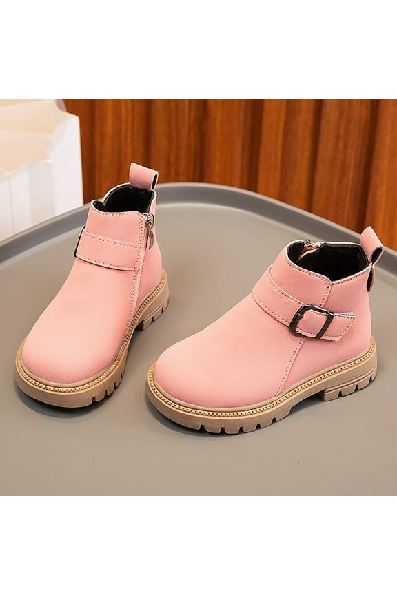 Girls Boots Ankle Boots Lace Up Waterproof Combat Shoes With Side Zipper for Toddler/Little Kid/Big Kid(Size:13.5)