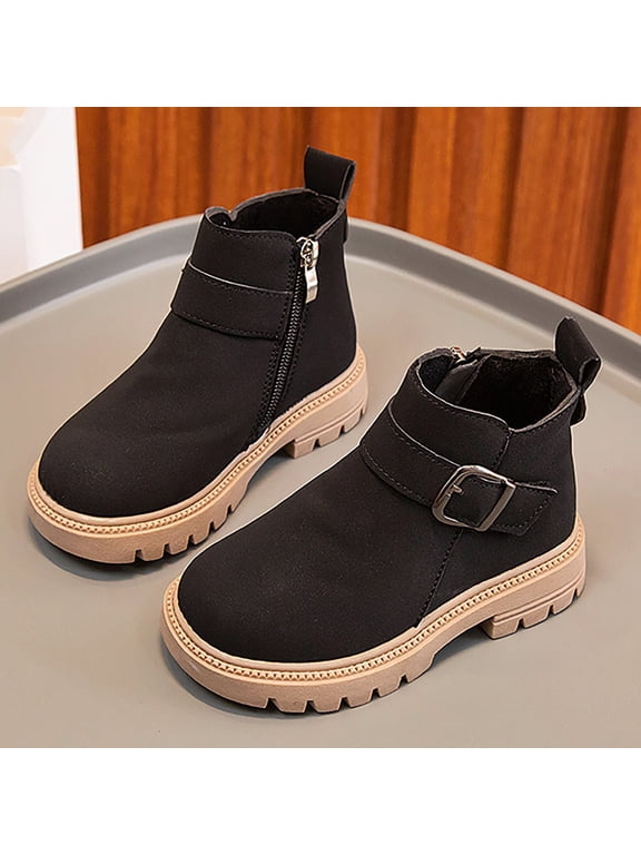Girls Boots Ankle Boots Lace Up Waterproof Combat Shoes With Side Zipper for Toddler/Little Kid/Big Kid(Size:9)