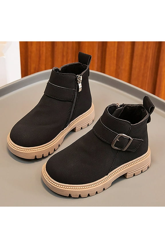 Girls Boots Ankle Boots Lace Up Waterproof Combat Shoes With Side Zipper for Toddler/Little Kid/Big Kid(Size:9)