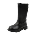 thumbnail image 1 of Girls Boots Autumn And Winter Girls Mid Calf Boots Flat Bottom Thick Soles Non Plush Warm Solid Side Zippers Boots Toddler Boots Black 13, 1 of 9