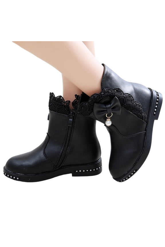 Girls' Boots Autumn/Winter 2025 New Style Fashionable Korean princess ankle boots,children's snow boots,Girls' mid-calf boots,Toddler/Little Kid Girl's Clara Fashion Short Ankle Boots Pearls