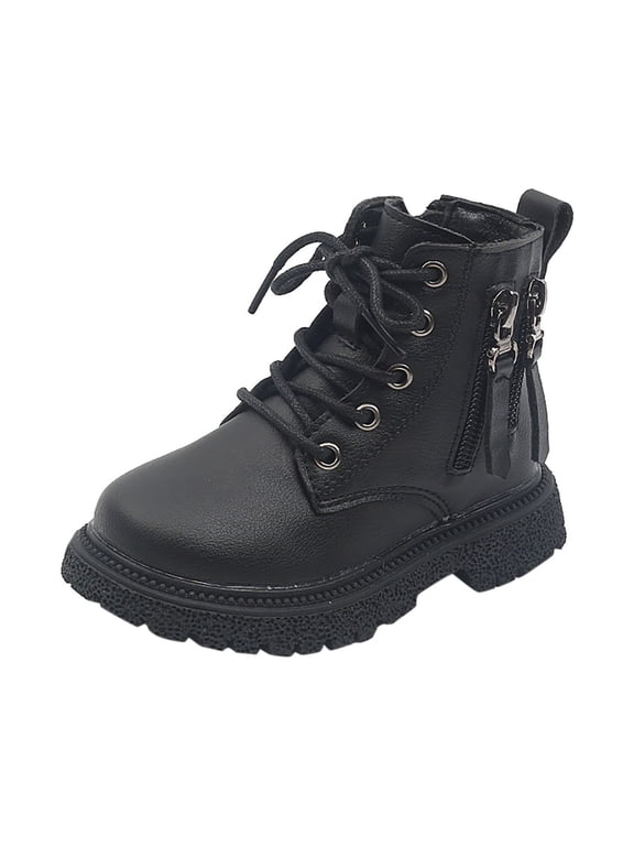 Girls' Boots Kids Ankle Boots Boys Girls Side Zipper Lace Up Work Boots Combat Boots Save Big