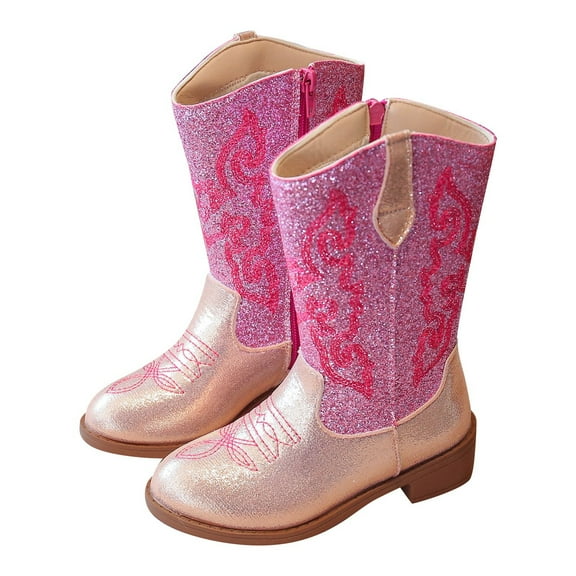 Girls Boots Cowboy Boots Pointed Toe Side Zipper Classic Embroidered Boots for Big Kids Footwear Casual Formal Party Daily Wear