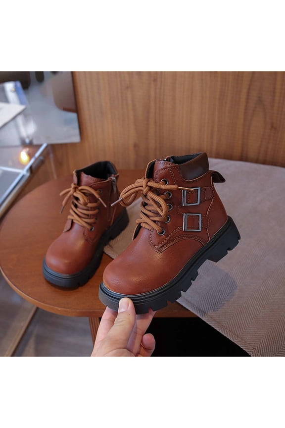 Girls Boots,Fashion Soft Sole Short British Style for Children Comfortable Leather Boots for Casual,Booties for Shoes Covers,04 Brown,5-5.5 Years