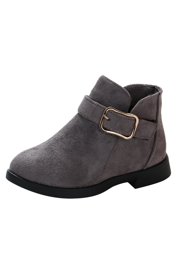 Girls Boots Fashion Solid Color Short Style Durable Girls Boots for Everyday Style,Z01 Grey,4.5-5 Years