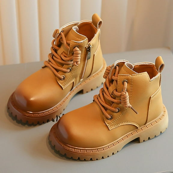 Girls Boots,Girl Zipper Lace Up Outdoor Water Resistant Comfort Work Boots Kids Fashion Booties