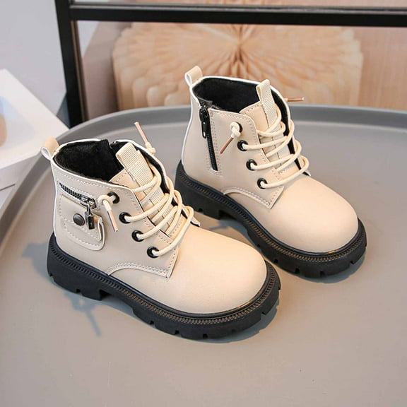 Girls Boots,Girls Ankle Boots Soft Sole British Style Stylish Comfortable Leather Girls Ankle Boots For Daily Adventures,Toddler Boots,Z02 White,18-24 Months