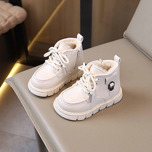Girls Boots,Girls Ankle Boots Soft Sole British Style Stylish Comfortable Leather Girls Ankle Boots For Kids Fashion,Toddler Boots,Z03 White,2.5-3 Years