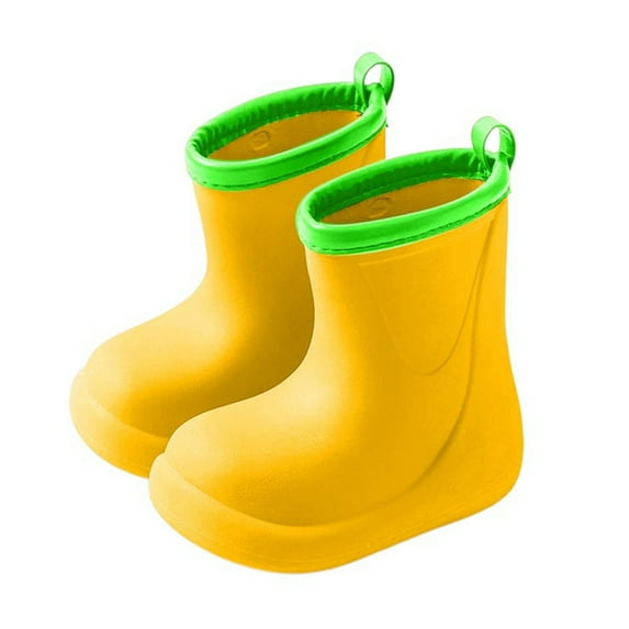 Girls Boots - Low Heel Mid Calf Ankle Booties Comfortable Casual Shoes Non- Sole Soft Interior Kids'School Outdoor Footwear - Toddler Boots,Color:Yellow,Size:8-9 Years