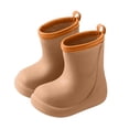 thumbnail image 1 of Girls Boots - Low Heel Mid Calf Ankle Booties Comfortable Casual Shoes Non- Sole Soft Interior Kids'School Outdoor Footwear - Toddler Boots,Color:Brown,Size:6-7 Years, 1 of 6