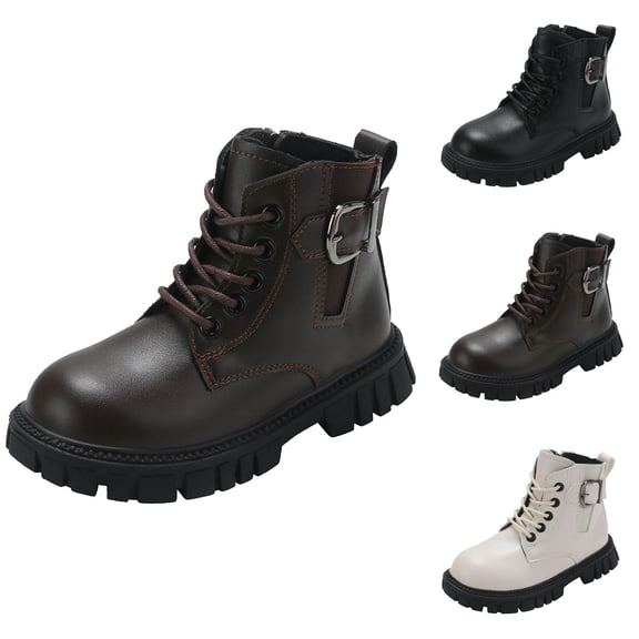 Girls Boots Girls Combat Boots Girls Boots Children Shoes Fashion Thick Heel Soft Sole Casual Booties Comfortable Breathable Design for Everyday Wear