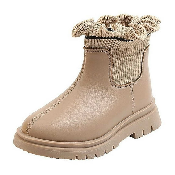 Girls Boots - Girls Knit Ankle Booties Toddlers Warm Cozy Stylish Autumn Winter Versatile Easy Wear Comfortable Non- Sole Casual Shoes - Toddler Boots,Color:Pink,Size:5-5.5 Years