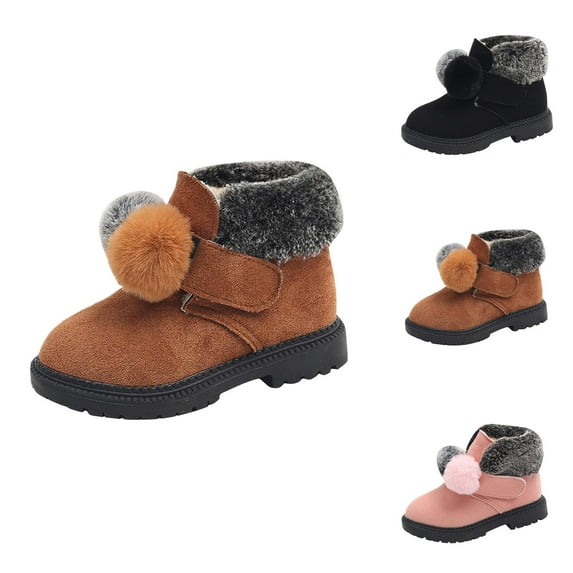 Girls Boots Girls Winter Boots Girls' Autumn and Winter Thick Soles Non Warm Comfortable Solid Color Zipper Shoes for Kids