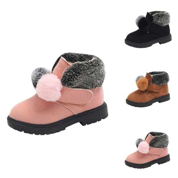 Girls Boots Girls Winter Boots Girls' Autumn and Winter Thick Soles Non Warm Comfortable Solid Color Zipper Shoes for Kids