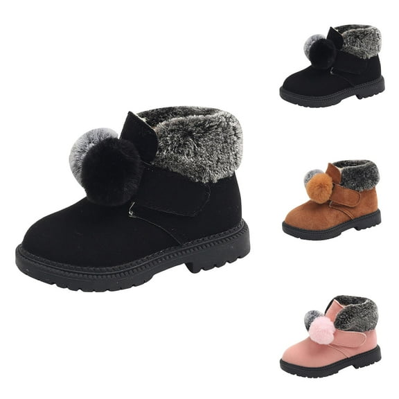 Girls Boots Girls Winter Boots Girls' Autumn and Winter Thick Soles Non Warm Comfortable Solid Color Zipper Shoes for Kids