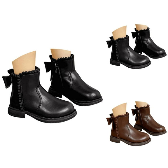 Girls Boots Girls Winter Boots Girls Boots for Toddler To Kids Winter Autumn Spring Comfortable Dressy Ankle Booties With Bowknot Elastic Casual Shoes