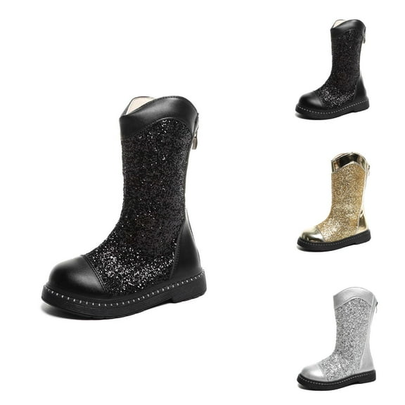 Girls Boots Girls Winter Boots Sparkly Leather Girls Boots Winter Fashion Comfortable Ankle Booties for Toddlers and Kids