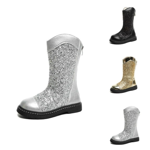 Girls Boots Girls Winter Boots Sparkly Leather Girls Boots Winter Fashion Comfortable Ankle Booties for Toddlers and Kids