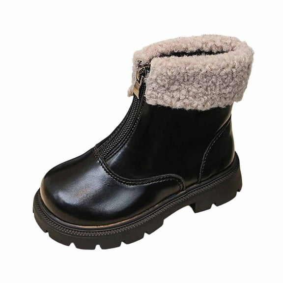 Girls Boots,Girls Winter Boots Warm Soft Sole Comfortable Cozy Footwear Durable for Kids Everyday Fashion Wear,Toddler Boots,Z06 Black,10.5-11 Years