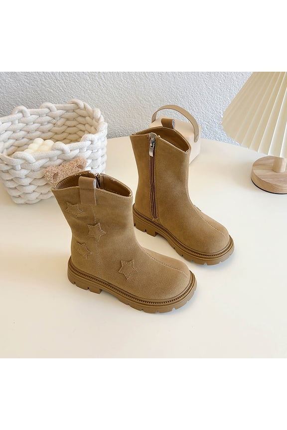 Girls Boots Kids Fall Winter Solid Color Casual Fashion Cute Comfortable Soft Chunky Snow Ankle Boot for Little Kids/Big Kids Fall Winter Fashion Short Booties