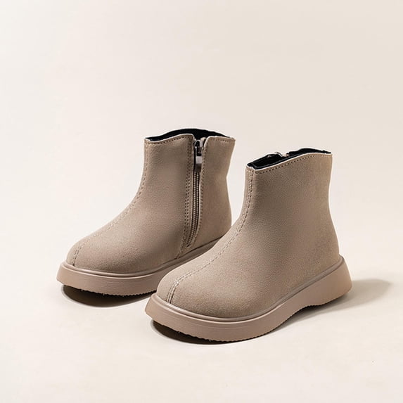 Girls Boots Kids Fashion Trendy Casual Cute Comfortable Lightweight Thick Ankle Boot Solid Color Snow Shoes for Little Kids/Big Kids Fall Winter Trendy Short Booties
