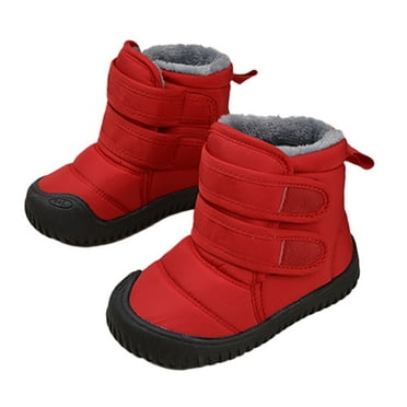 Girls Boots Kids Winter Hook Loop Low Cut Snow Boots, Child Toddler Warm Outdoor Shoes Toddler Snow Boots Red 12 Months-18 Months