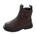 thumbnail image 1 of Girls Boots,Leather Boots Waterproof Short Ankle Boots Non Breathable Comfortable Casual Shoes,Toddler Boots,Brown,7-8 Years, 1 of 9