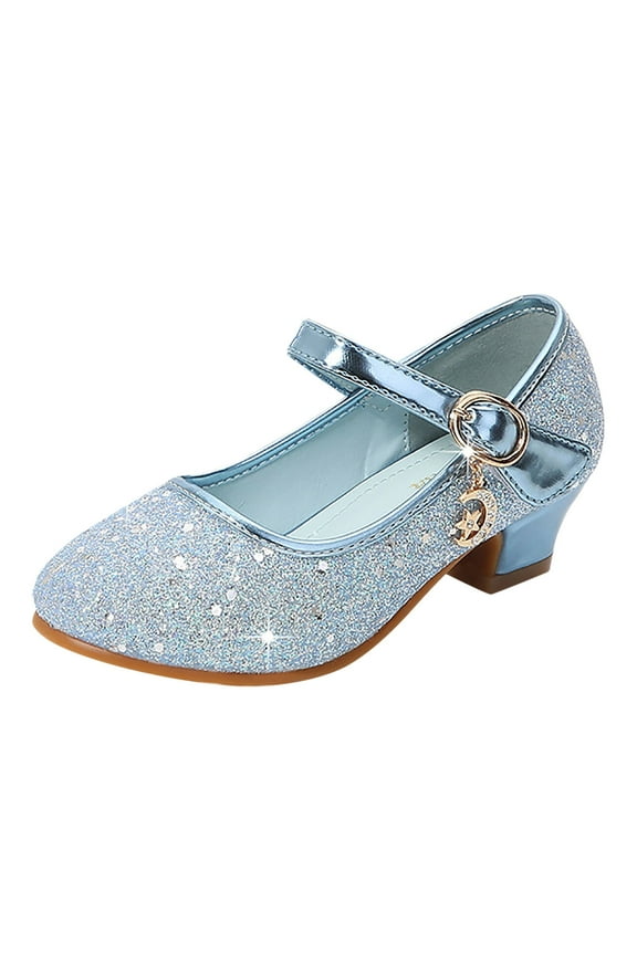 Girls Boots,Princess PU Sequins Shoes Silver Performance Party Wear Lightweight Comfortable Sole Dress Shoes Fashion Kids Celebration Footwear,Toddler Boots,Blue,25