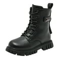 thumbnail image 1 of Girls Boots,Shoes Fashion Thick Soled Boots Baby Soft Sole High Top Princess Boots Comfortable Ankle Support Casual Wear Kids Footwear,Toddler Boots,Black,5-5.5 Years, 1 of 9