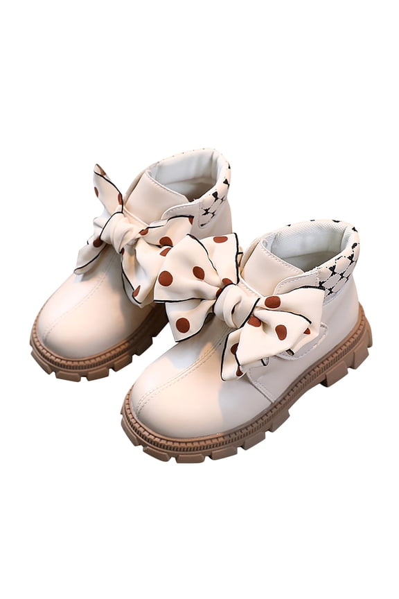 Girls Boots Size 10 A Pair Of Shoes Girls Autumn And Winter Little Kid And Big Kid Children Bow Boots Academy Style Kids Leather Boots