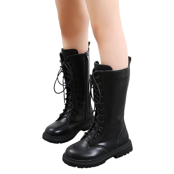 Girls Boots,Thick Sole Girls Boots Large Household Soft Bottom Shoes Comfortable Indoor and Outdoor Winter Footwears,Toddler Boots,Black,8-9 Years