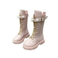 thumbnail image 1 of Girls Boots,Winter Autumn Girls Fashion Boots With Pearl Buckle and Golden Laces High Top Footwear Youth Teen,Toddler Boots,Red,9-9.5 Years, 1 of 8