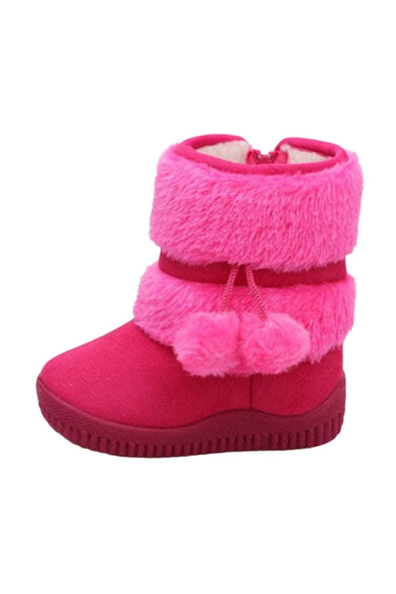 Girls Boots,Winter Girls Boots With Side Zipper Warm Lined Comfortable Non Sole for Toddler and Kids Everyday Wear,Toddler Boots,Hot Pink,10