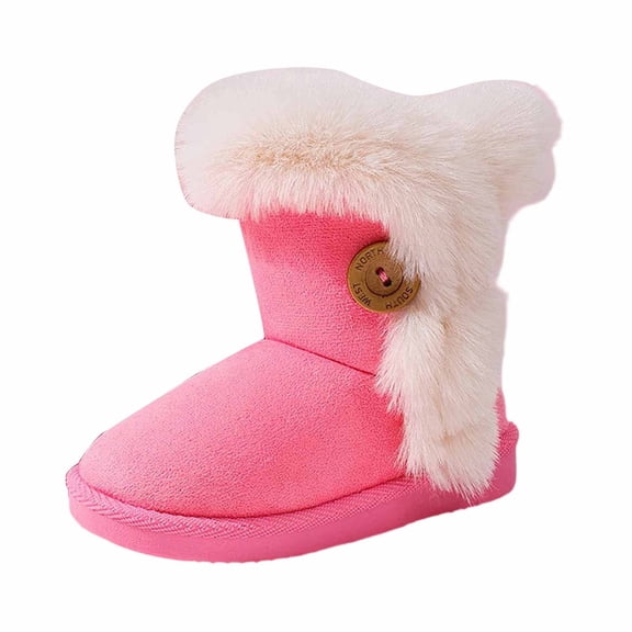 Girls Boots,Winter Girls Boots With Soft Sole Warm Lined Design Adjustable Closure for Kids Outdoor Adventures,Toddler Boots,Pink,12-18 Months