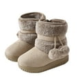 thumbnail image 1 of Girls Boots with Lace Up Side Zipper for Toddler Little Kid Big Kid Ankle Booties Comfortable Durable, Beige, 1 of 3